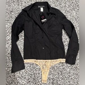 Women’s‎ black bottom lace bodysuit size 8 vintage nwt